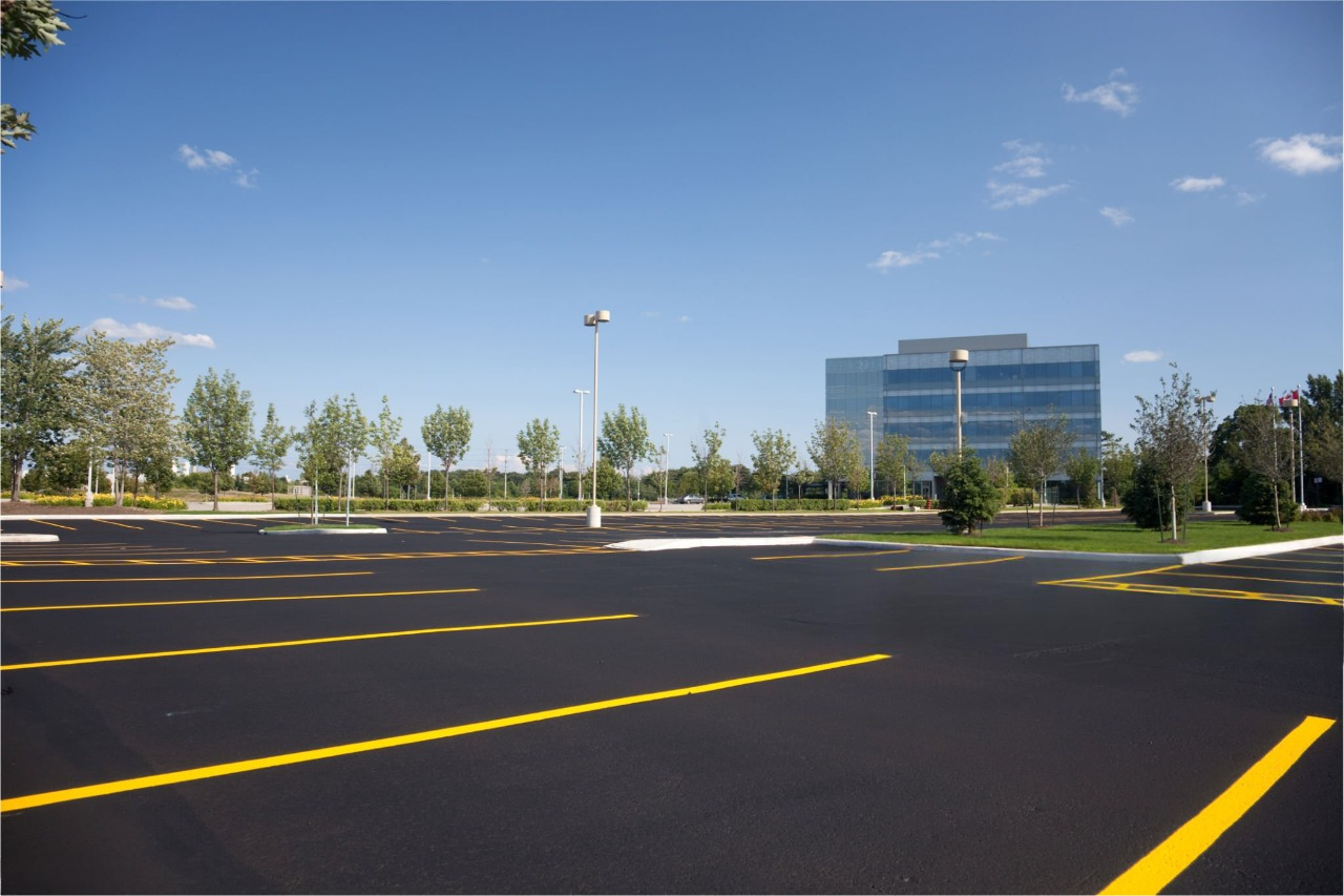 Commercial parking lot with line striping